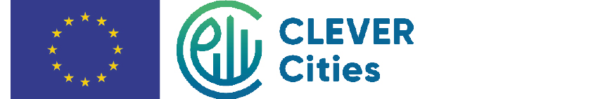 EU-Flagge und Clever Cities Logo